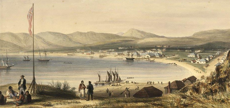 Historic image of Te Aro Flats - now Wellington waterfront.