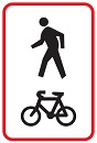 Shared path sign with image of a pedestrian and a bike.