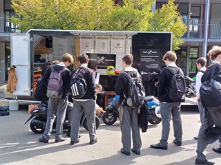 A group of school students at the Moped and Motorcycle Safety Workshop.