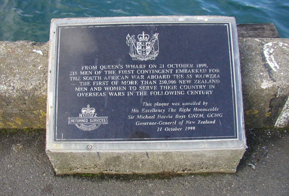 Plaque to those New Zealand troops who fought in the Boer War.